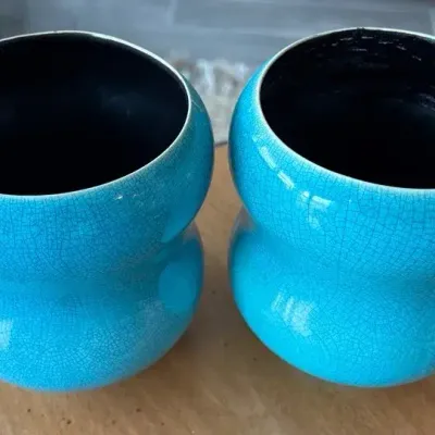 turquoise ceramic vase set of 2