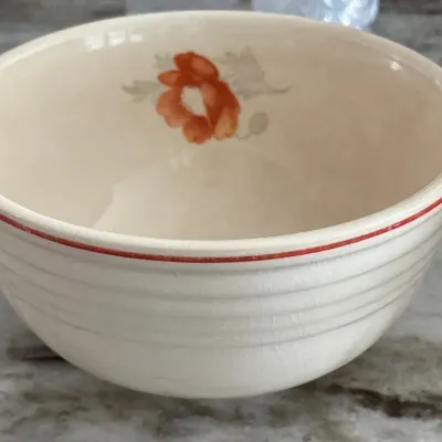 Vintage White Accent Bowl With Flower Design