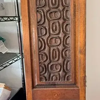 Trio of Monumental Hand-Carved Wood Architectural Door Panels