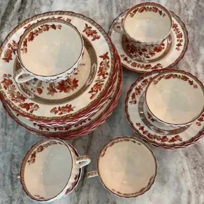 Copeland Spode India Tree Teacup and Saucer Set + Plates