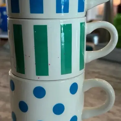 vintage ceramic stackable coffee mug Set Of 3