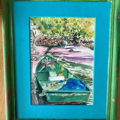 Florida Map Picture, Diana Amos “03 Boat Stencil & Other Eclectic Boat Art Set Of 3