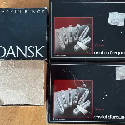 Crystal D’arques Set If 2, Dansk Napkin Rings & Gold Color Napkin Rings 