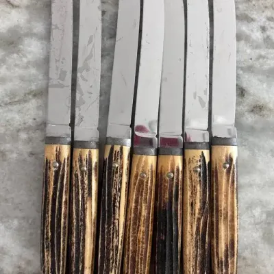 Queen Steel Set Of 6 Stainless Faux Wood Antler Design 