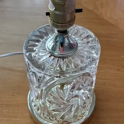 Antique Crystal & Brass Lamp Base