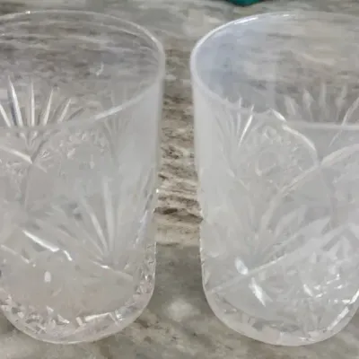 vintage cut crystal glass tumbler Set Of 2