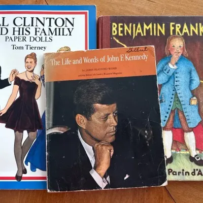 American Icons: Benjamin Franklin, JFK & Bill Clinton Vintage Book Collection