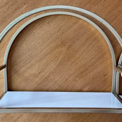 Gold Framed Arch White Shelf 15 Inch