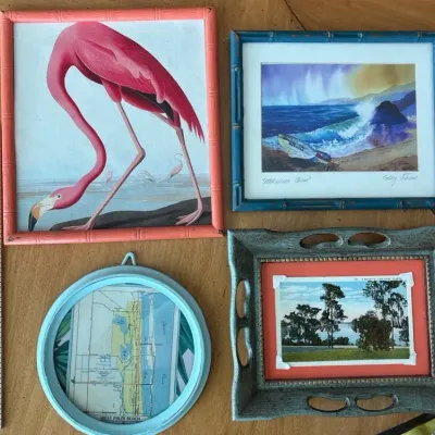 Flamingo Oil Pant & West Palm Beach Map, Morning Color By Gary Johnson Small 