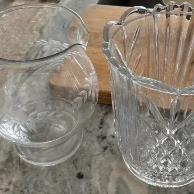 Crystal Pitcher & Pot Set Of 2
