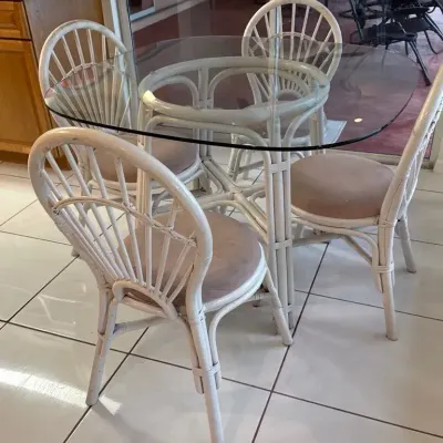 Bamboo And Glass Kitchen Table With 4 Chairs 
