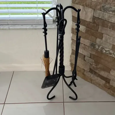 Fireplace Poker Set With Broom, Shovel, Grabber 