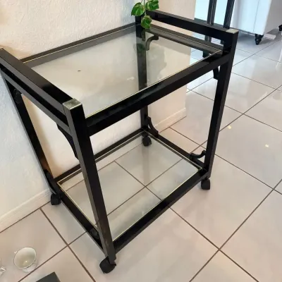 Rolling Cart Black Lacquer Tea Cart 