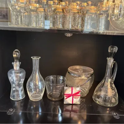 Cut Crystal Decanters And Ice Bucket