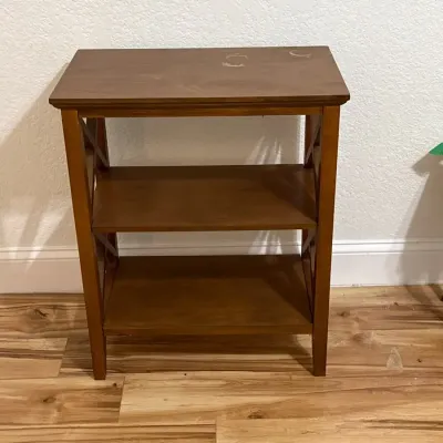 Wood Table With Two Shelves 