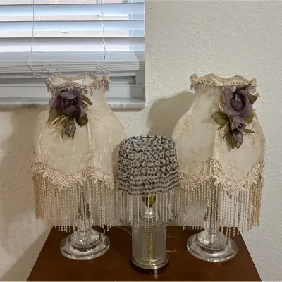 Lot Of Three Vanity Vintage Lamps With Shades 