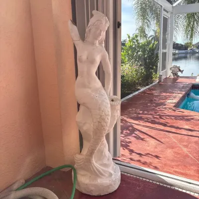 Mermaid Outdoor Stone Statue - Arm Missing 