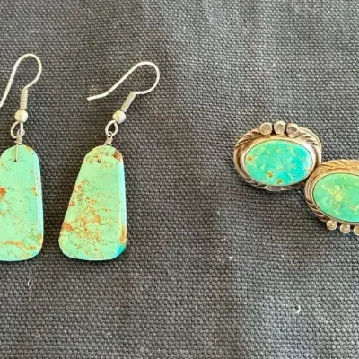 Turquoise Colored Stone Earrings 