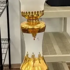 Opaline Table Lamp W/ Ornate Floral Scrollwork