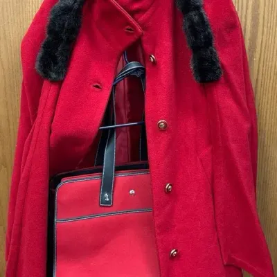 Dennis Basso Wool Blend Coat & Etienne Aigner Handbag 