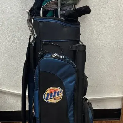 Golf Club Set W/ Miller Lite Branded Caddy 