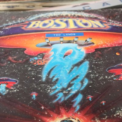 Vintage Boston self-titled debut vinyl record album, released in 1976, featuring iconic spaceship artwork on the cover.