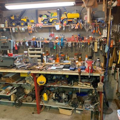 Lots of hand tools and related in home workshop