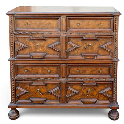 Burl and Carved Wood Chest of Drawers