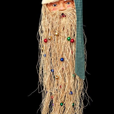 Handmade Folk Art Santa Hanging
