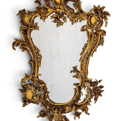 French Lg. Cast Brass/Bronze Rococo Beveled Mirror