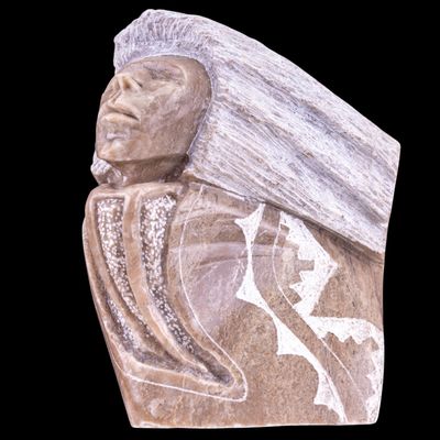 Alabaster Carved Native American Bust