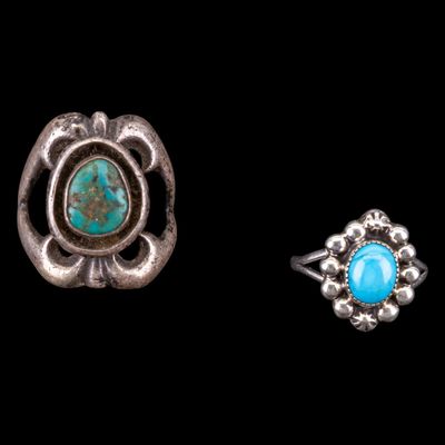Native Style Sterling Silver & Turquoise Rings (2)