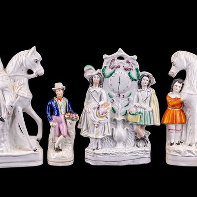 19th C English Staffordshire Flatback Figures (4)
