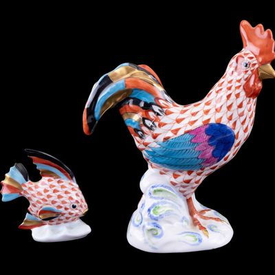 2 Herend Hungary Porcelain Animal Figures