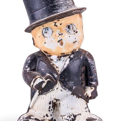 Antique Tuxedo Boy with Cane Cast Iron Doorstop