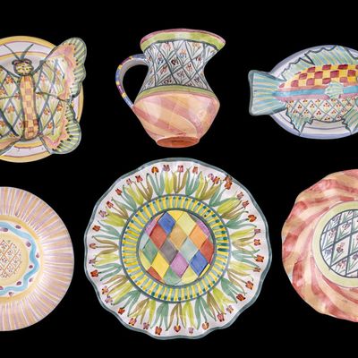 6 Vintage MacKenzi-Childs Terracotta Pottery Pcs