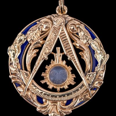 14k Gold Masonic Watch Fob With Quartz Sun Face
