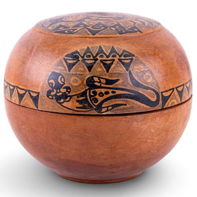 Unusual Ethnographic Round Lidded Box