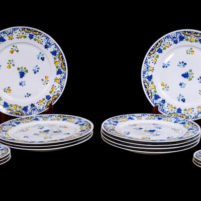 Limoges "Fiesta" Pattern Dinner and Bread Plates