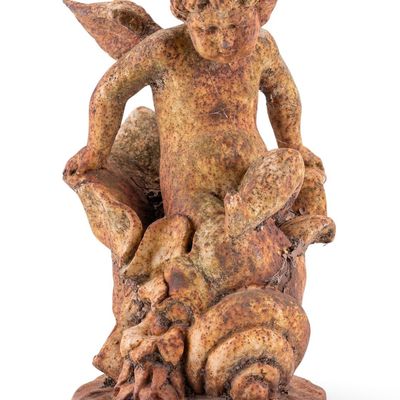 Cast Iron Garden Cherub Statue