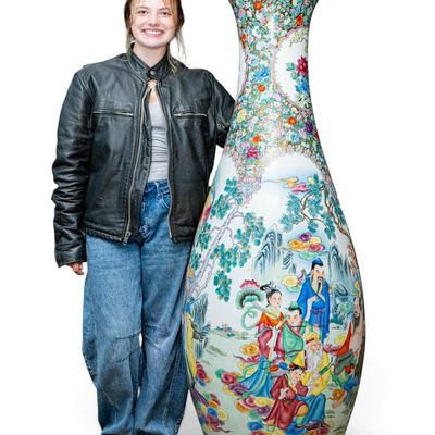 Palace-Sized Chinese Famille Rose Floor Vase