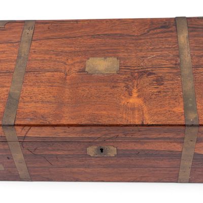 English Antique Rosewood Lap Desk w/ Brass Mounts