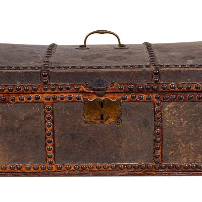 19th C Continental Leather Document Box