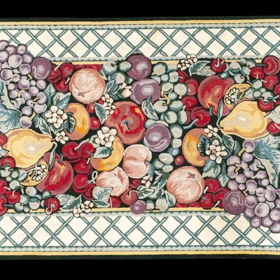 Hand-Hooked Rug w/ Fruit Motif