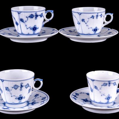 Royal Copenhagen Set of 4 Teacups and Saucers