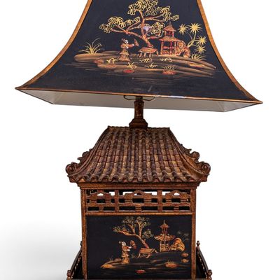 Large Contemporary Chinoserie Pagoda Style Lamp