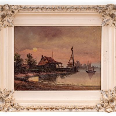 Signed 19th Century Oil Painting in Gesso Frame