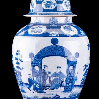 20th C Decorative Chines Temple Jar With Lid