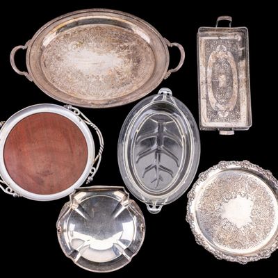 Vintage Silver-Plated Serving Plates & More (6pcs)