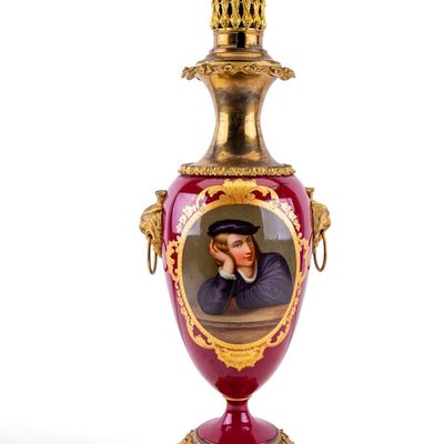 Antique French Sevres Porcelain Oil Lamp